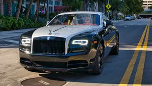 Превью обои rolls-royce, автомобиль, черный, дорога