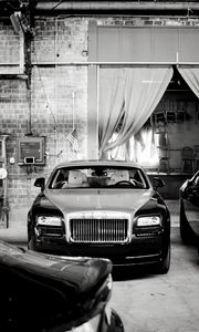 Превью обои rolls-royce, автомобиль, черный, черно-белый