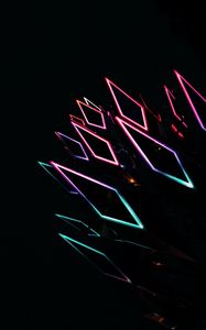 Превью обои ромб, неон, подсветка, разноцветный, черный