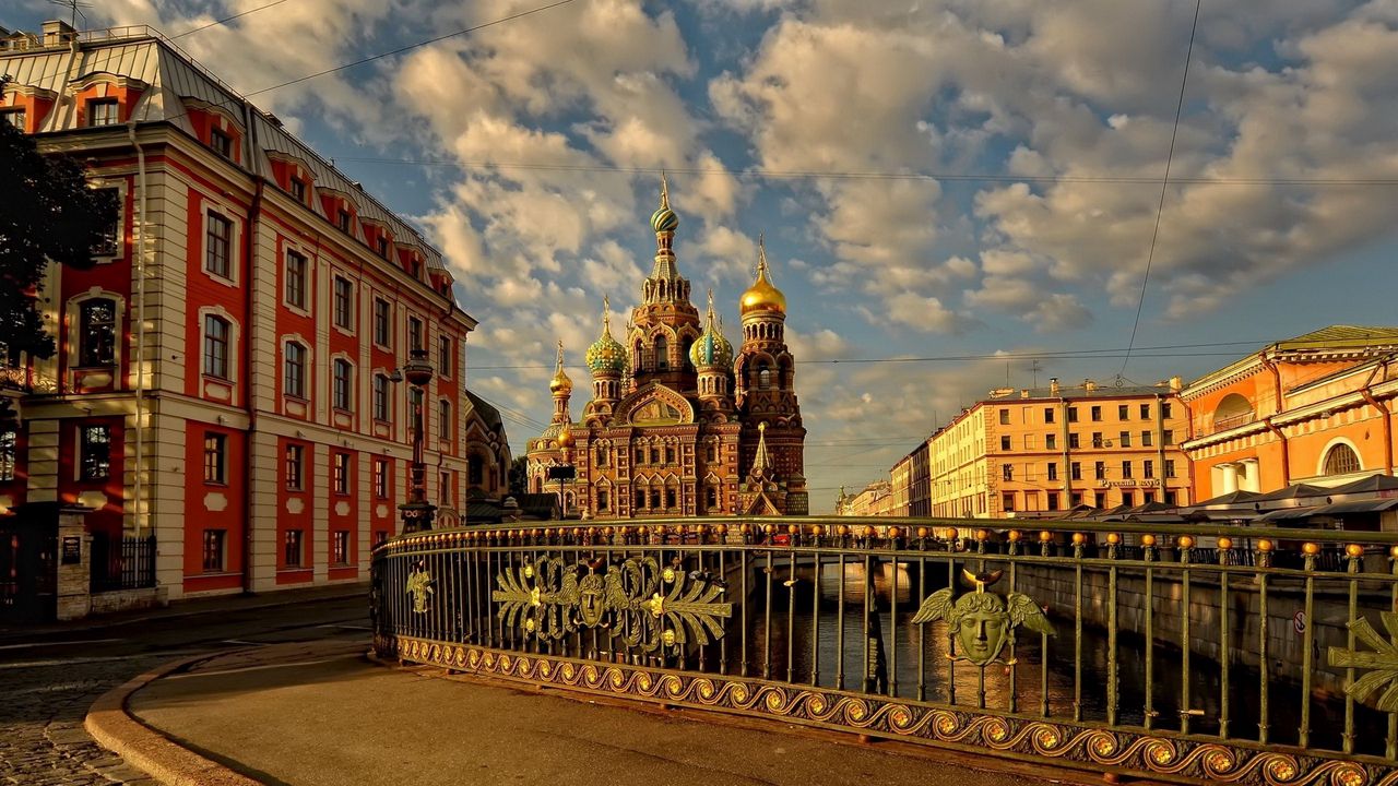 Обои россия, санкт петербург, собор, мост, здания, улица