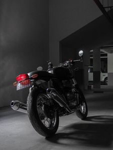 Превью обои royal enfield continental gt 650, royal enfield, мотоцикл, байк, черный, вид сзади