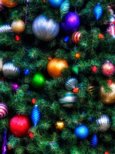 Превью обои рождественская елка, украшения, праздник, гирлянда