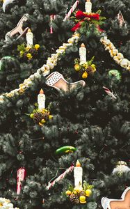 Превью обои рождественская елка, украшения, свечи