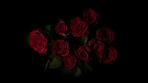 Превью обои розы, букет, красный, темный фон