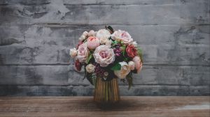 Превью обои розы, букет, цветы, ваза
