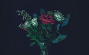 Превью обои розы, букет, ваза