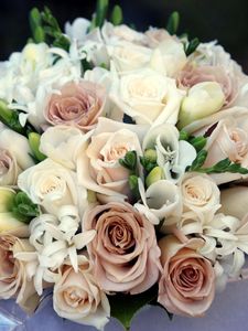 Превью обои розы, гиацинты, цветы, букет, нежность, оформление, композиция