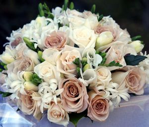 Превью обои розы, гиацинты, цветы, букет, нежность, оформление, композиция
