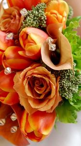 Превью обои розы, тюльпаны, цветы, камни, букет невесты
