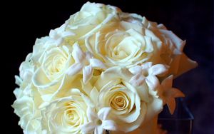 Превью обои розы, цветы, белоснежные, букет, нежность