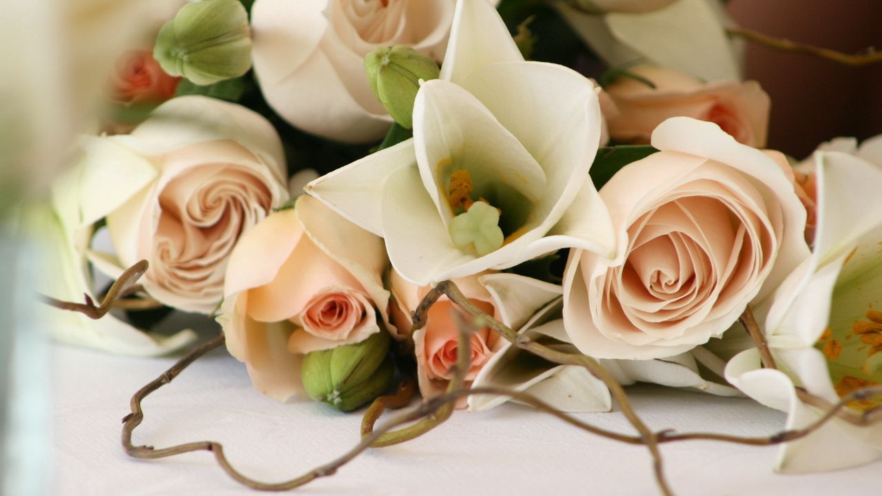 Обои розы, цветы, букет, романтика, ветка, нежность