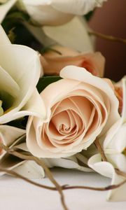 Превью обои розы, цветы, букет, романтика, ветка, нежность