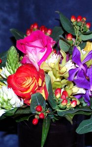 Превью обои розы, цветы, букет, композиция, ваза, оформление