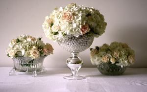 Превью обои розы, цветы, букеты, вазы, красота, нежность