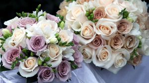 Превью обои розы, цветы, свадебные букеты, красота