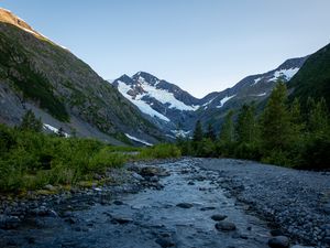 Превью обои ручей, горы, весна, природа, пейзаж