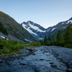 Превью обои ручей, горы, весна, природа, пейзаж