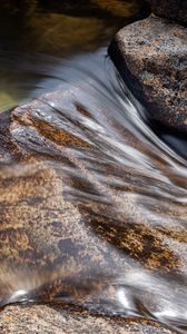 Превью обои ручей, камни, вода, долгая выдержка