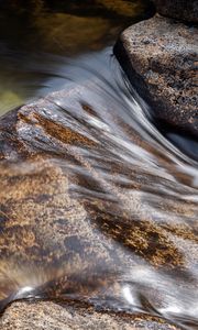 Превью обои ручей, камни, вода, долгая выдержка