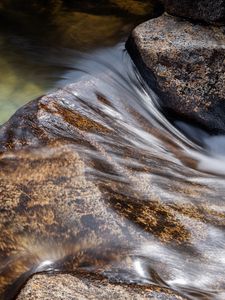 Превью обои ручей, камни, вода, долгая выдержка