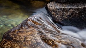 Превью обои ручей, камни, вода, долгая выдержка