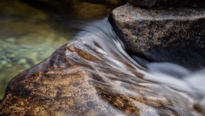 Превью обои ручей, камни, вода, долгая выдержка