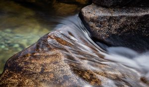 Превью обои ручей, камни, вода, долгая выдержка