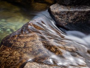 Превью обои ручей, камни, вода, долгая выдержка