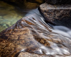 Превью обои ручей, камни, вода, долгая выдержка