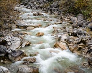 Превью обои ручей, каскад, камни, природа