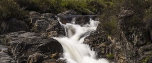 Превью обои ручей, каскад, вода, пена, камни, деревья