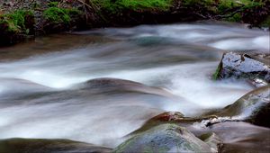 Превью обои ручей, вода, камни, длинная выдержка, природа