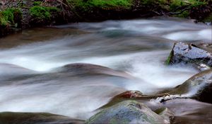 Превью обои ручей, вода, камни, длинная выдержка, природа