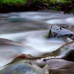 Превью обои ручей, вода, камни, длинная выдержка, природа