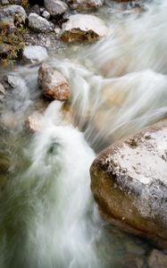 Превью обои ручей, вода, камни, природа, галька