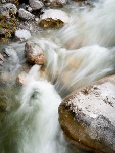 Превью обои ручей, вода, камни, природа, галька