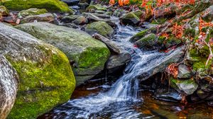 Превью обои ручей, вода, камни, природа