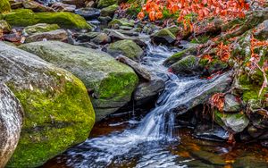 Превью обои ручей, вода, камни, природа