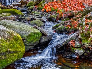 Превью обои ручей, вода, камни, природа