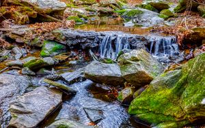 Превью обои ручей, вода, камни, природа, пейзаж