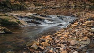 Превью обои ручей, вода, камни, мох, природа