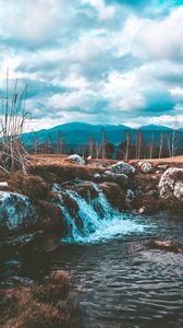 Превью обои ручей, вода, поток, камни, трава