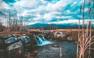 Превью обои ручей, вода, поток, камни, трава