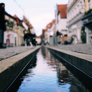 Превью обои ручей, вода, улица, размытие
