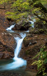 Превью обои ручей, водопад, камни, природа