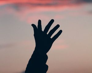 Превью обои рука, силуэт, небо, ночь, взмах
