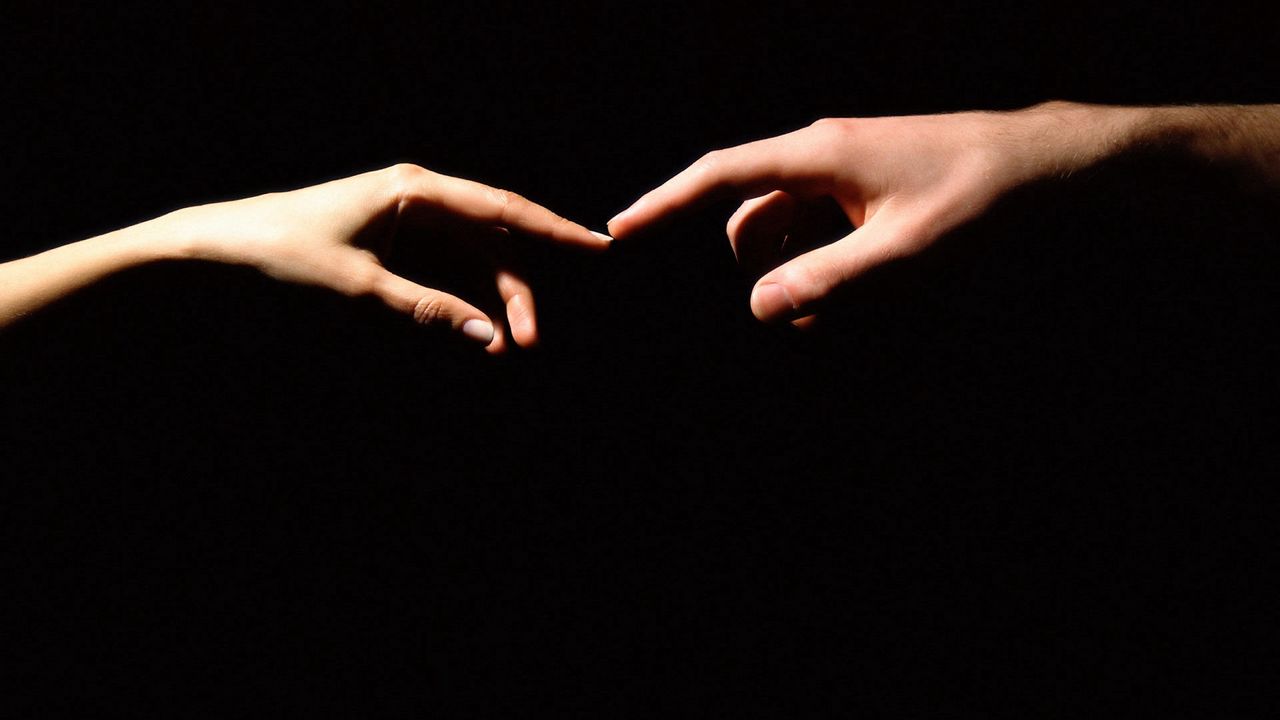 Обои руки, пальцы, любовь, прикосновение, черный