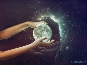 Превью обои руки, планета, космос, галактика