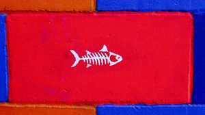 Превью обои рыба, арт, стена, краска
