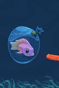 Превью обои рыба, подводный мир, плавать, рисунок